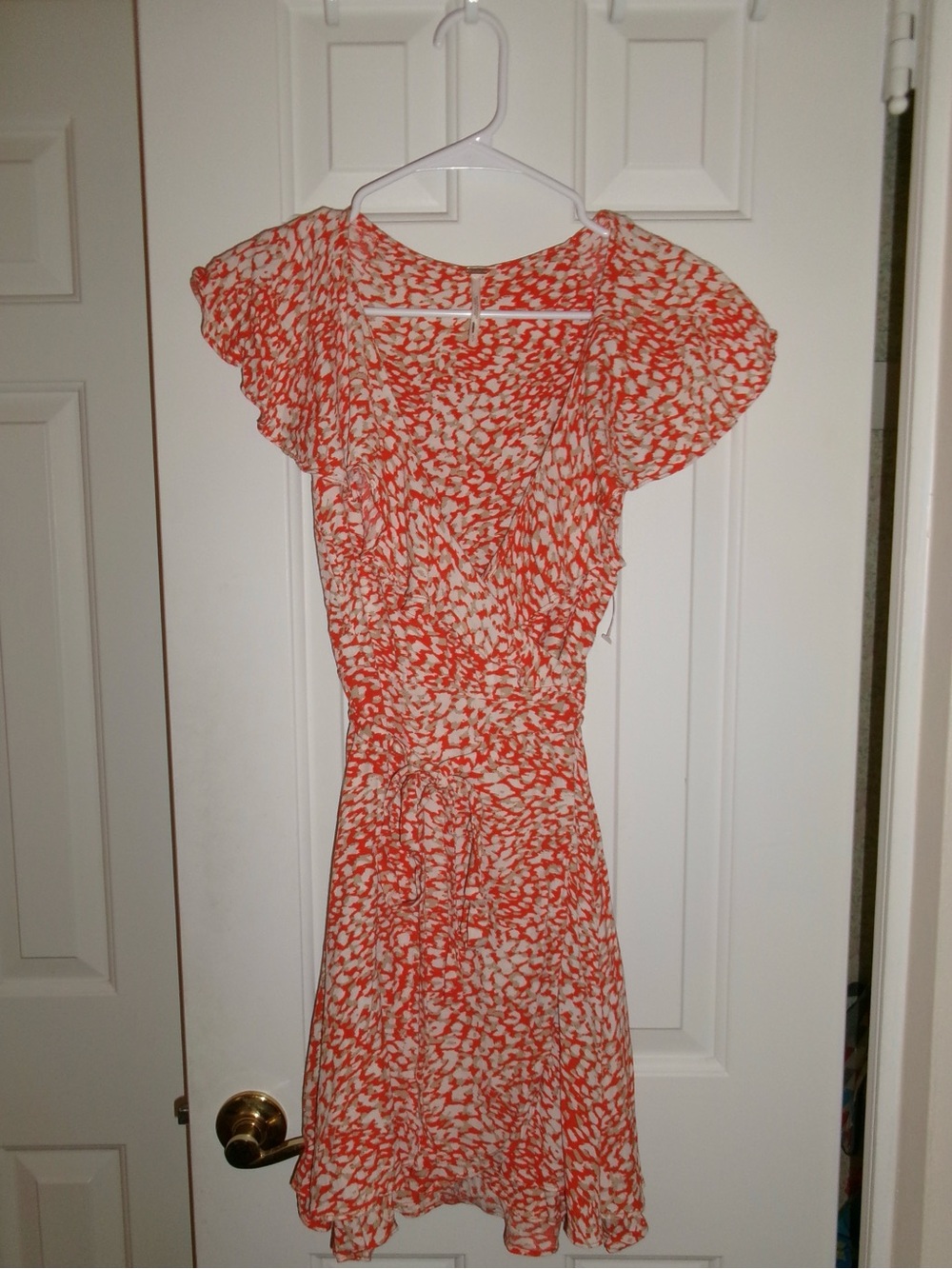 Free People Coral-Print Wrap Mini Dress - Picture 3 of 4